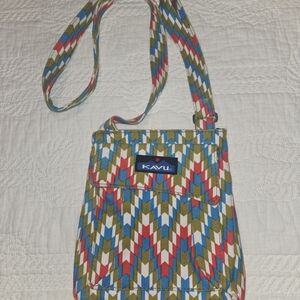 Kavu Red and Blue Geometric Crossbody Bag
